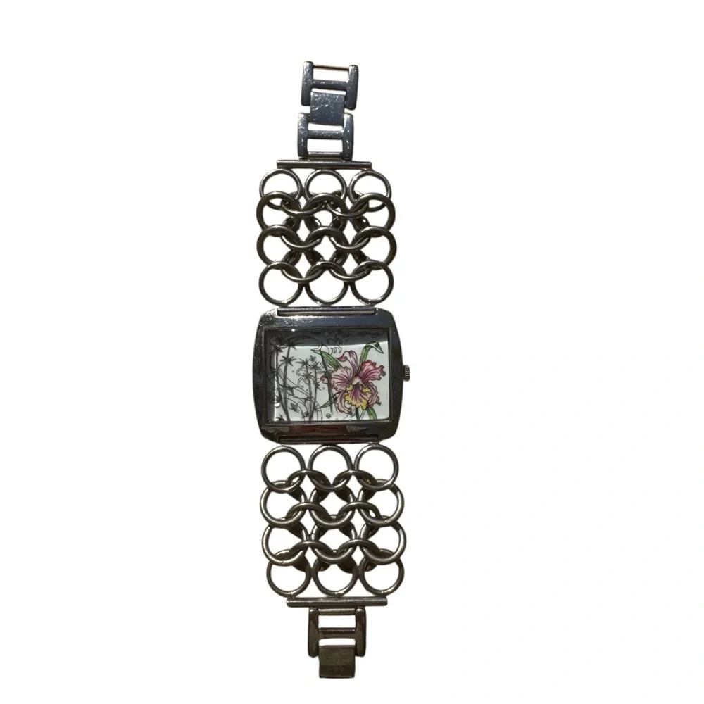 Vintage Ed Hardy by Christian Audigier Lynx Orchid Chainmail Watch - Picture 3 of 12